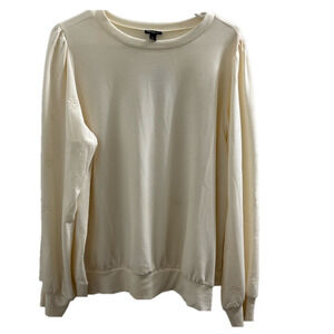 NWT Cream Long Sleeve French Terry knit Fabric eyelet detail sleeves Torrid 0